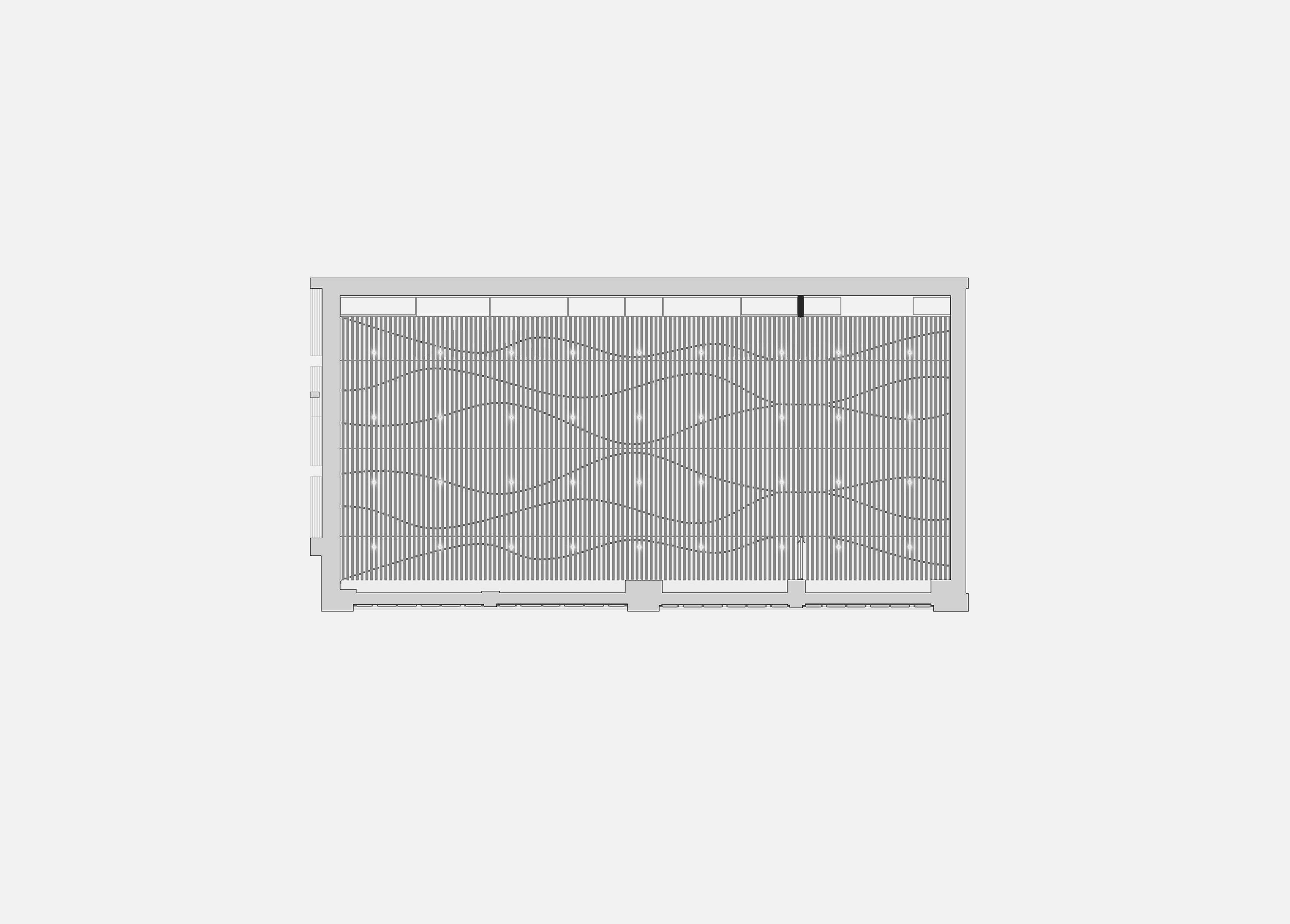 reflected ceiling plan showing battens and lighting
