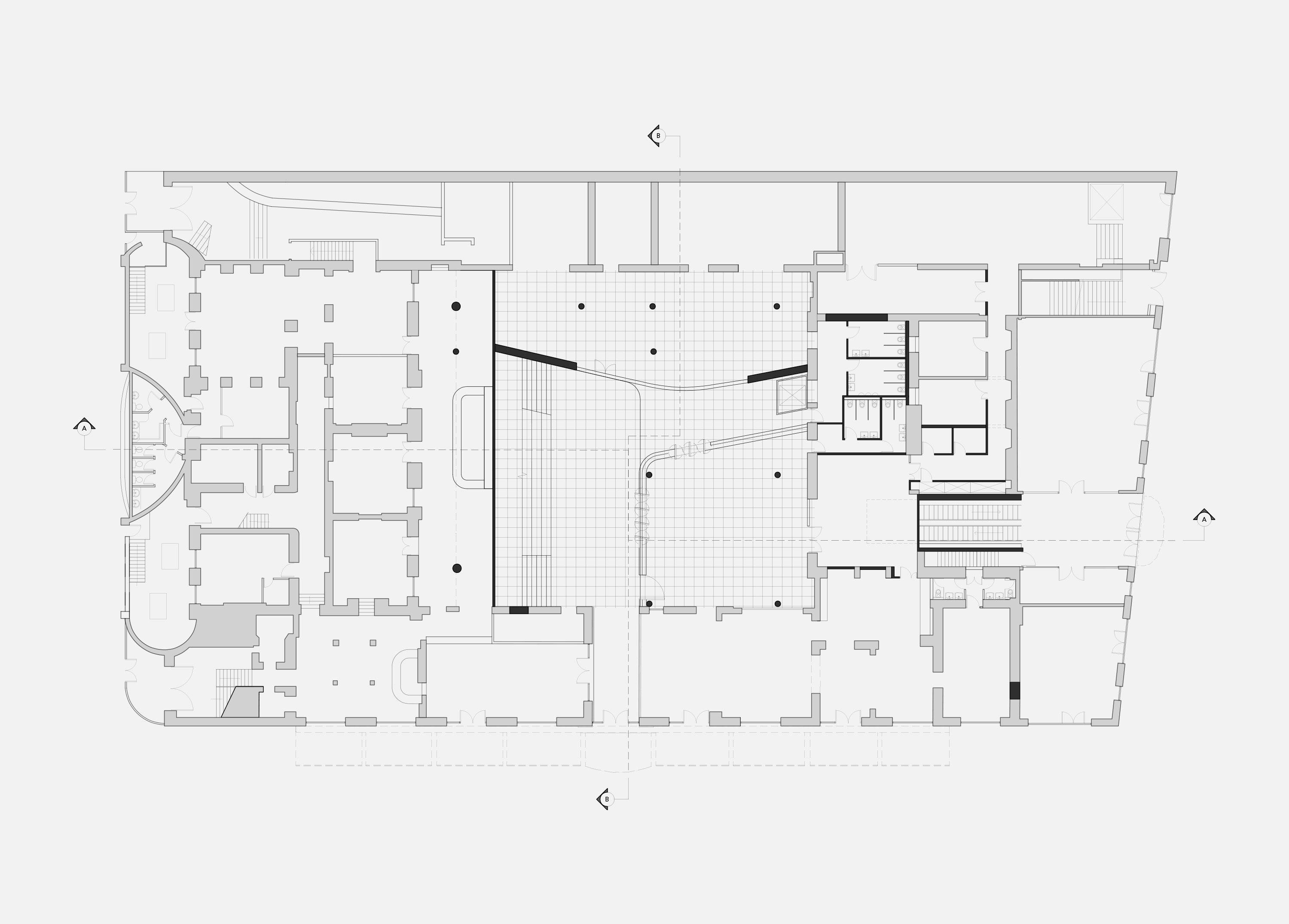 Ground floor plan of Powerscourt Townhouse, Dublin, showing the central courtyard and the routes connecting it to the surrounding streets