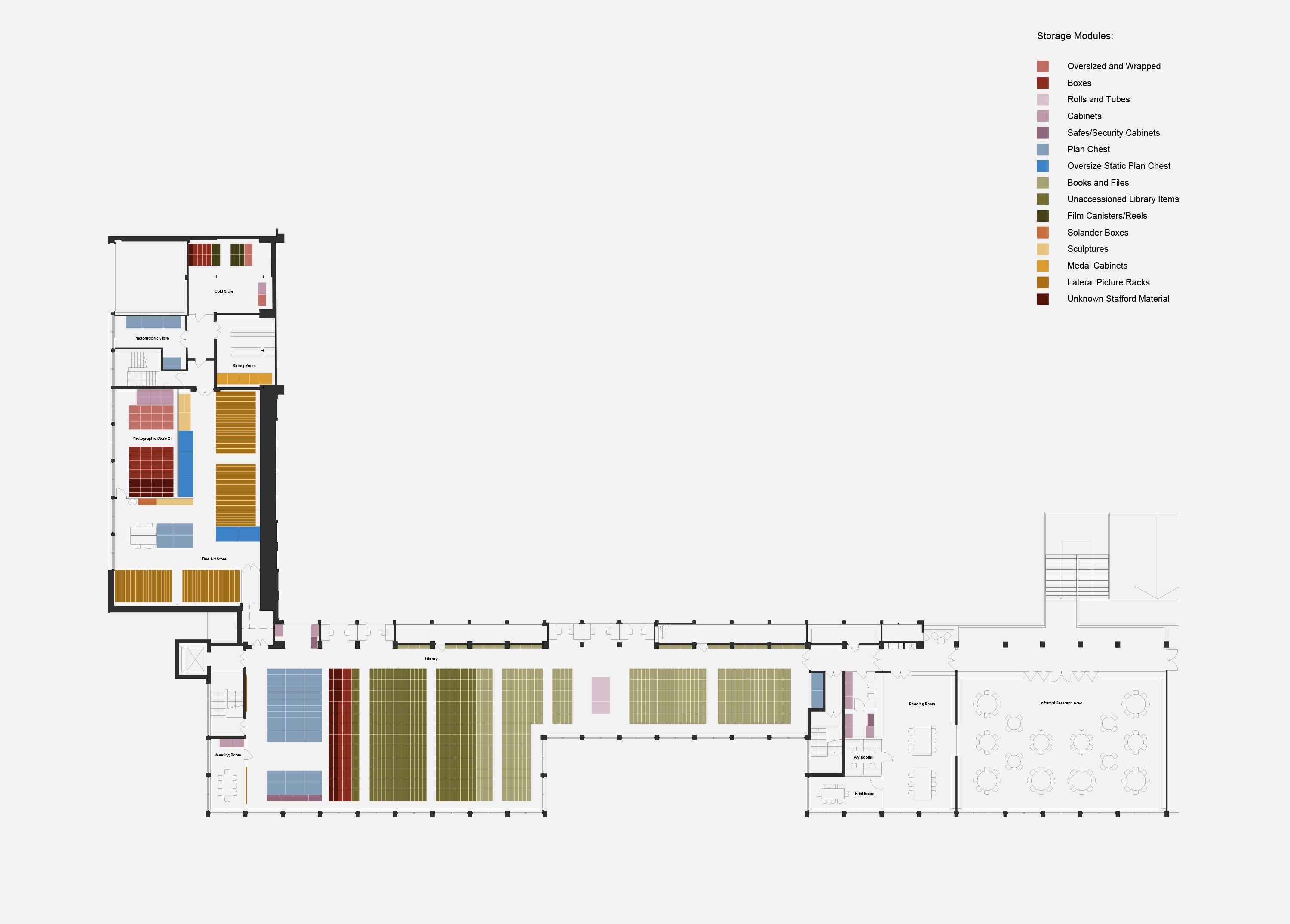 First floor plan of RAF Museum library and flexible event space