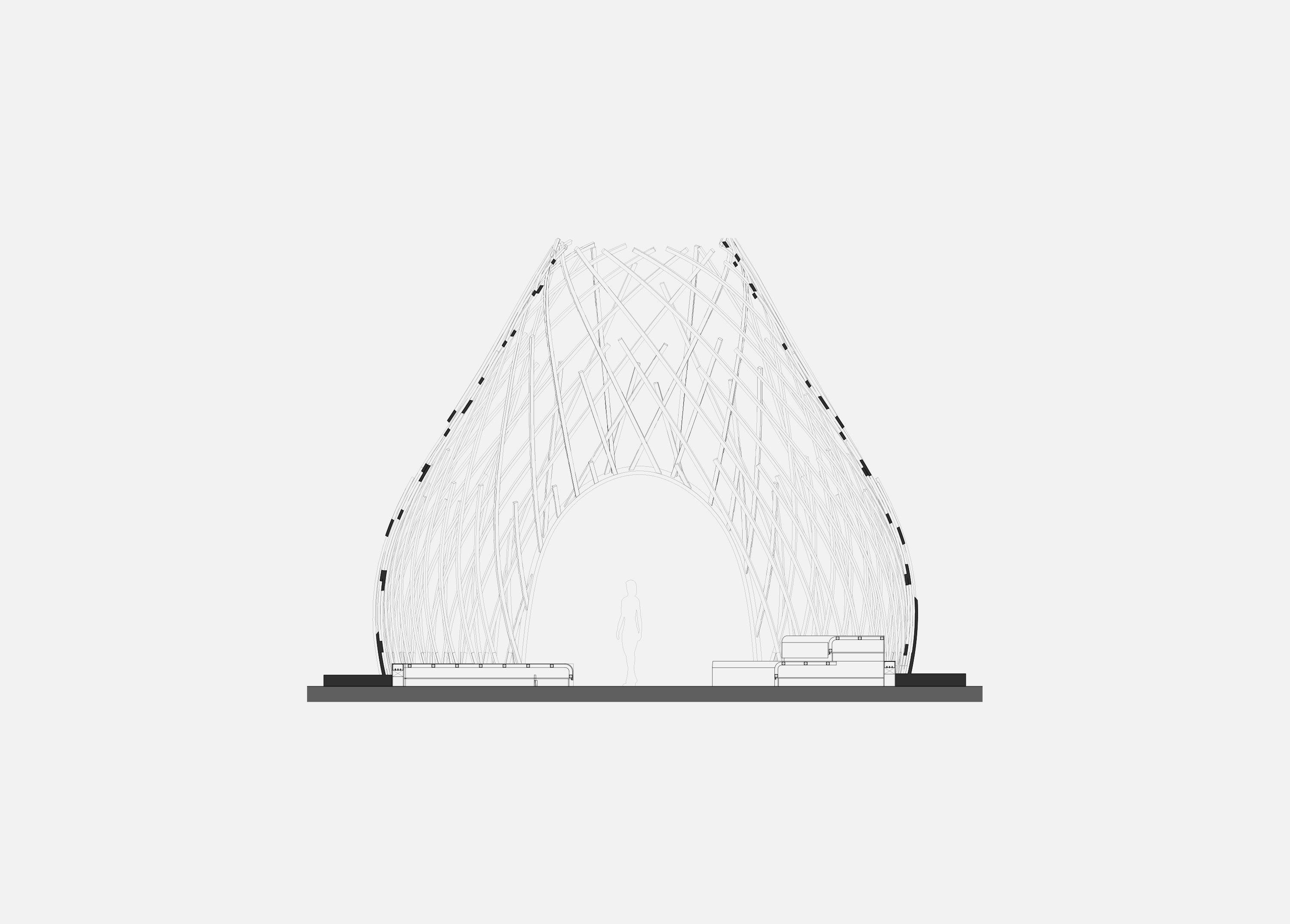 Section through large pavilion