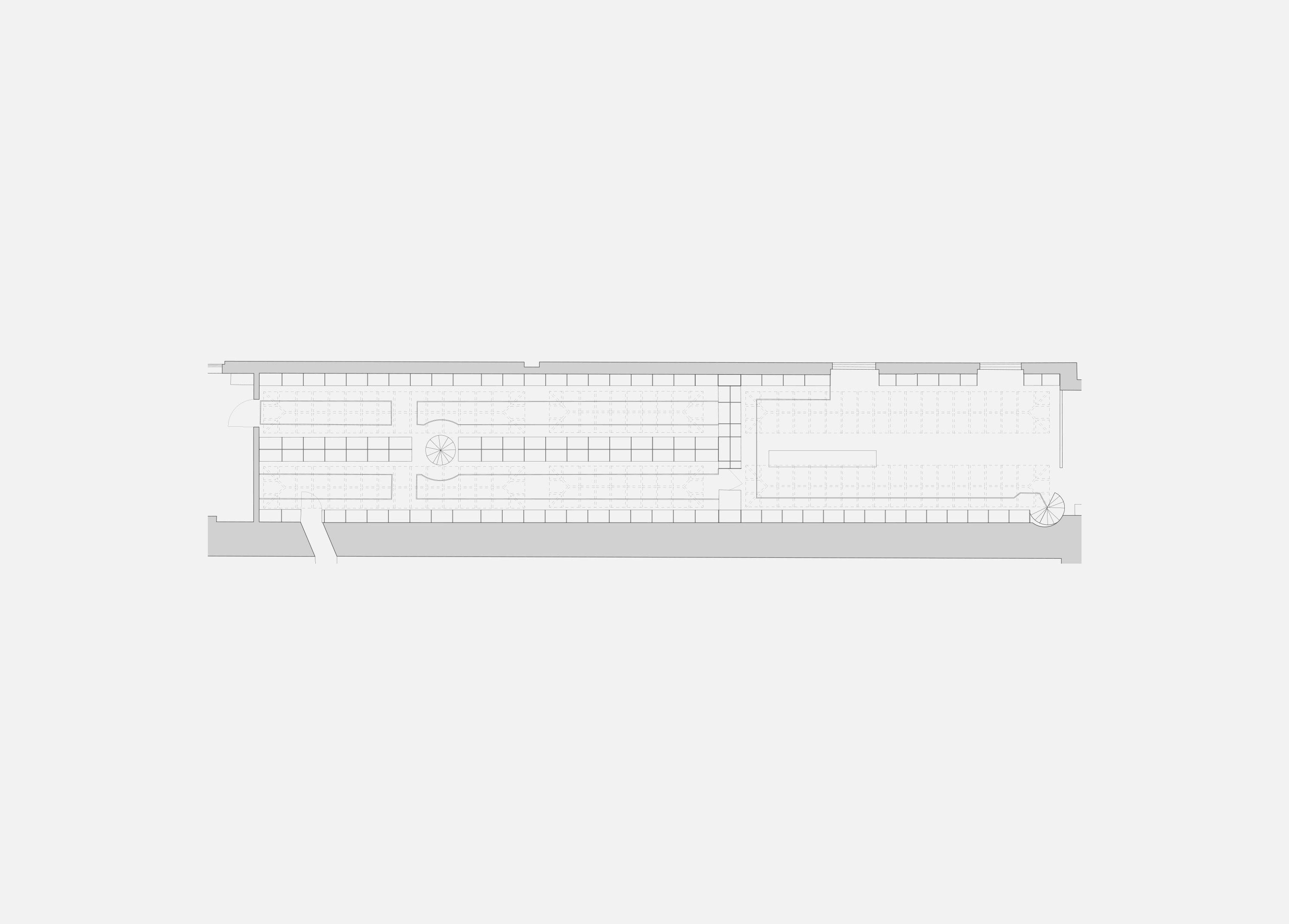 Plan of the Sanskrit Library roof from above, the fifteen lanterns arranged over the shelved room below.